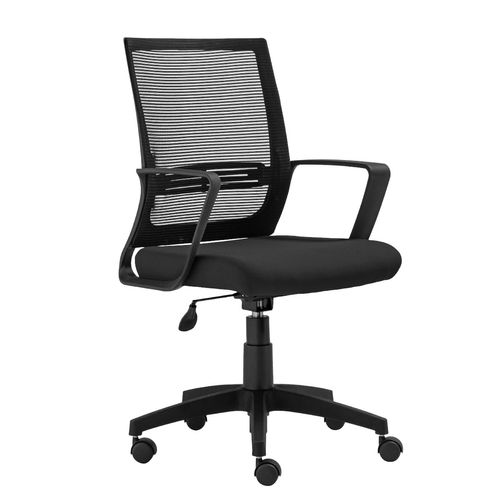 Cadeira de Escritório Giratória Stay Encosto em Tela Universal Base Nylon Assento Crepe Preto Roal