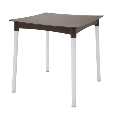 Mesa Tramontina Diana 70 cm em Polipropileno Marrom com Pernas de Alumínio Anodizado
