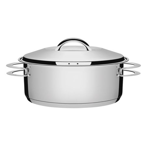 Caçarola Tramontina Solar Rasa em Aço Inox Fundo Triplo com Tampa e Alças 28 cm 7,1 L