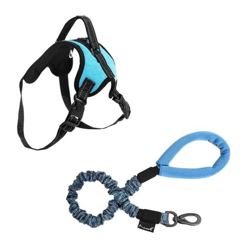 Combo Pet - Guia Antishock Azul 2,5 x 105cm e Peitoral Air Pull Azul Tam. G Mimo - PP327K