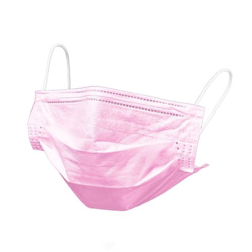 Máscara de Proteção Infantil Descartável - 3 Camadas - Rosa - Cx com 50UN - Multilaser Saúde - HC654