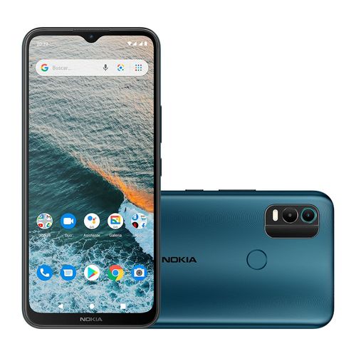 Smartphone Nokia C21 Plus 4G 128GB Tela HD+ 6,5” Câm Dupla 13MP Android Bateria de 2 dias de duração + Capa/Película/Fone/Carregador - Azul - NK097