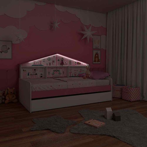 Cama Infantil Casa de Boneca com Cama Auxiliar e Luz/LED Pura Magia