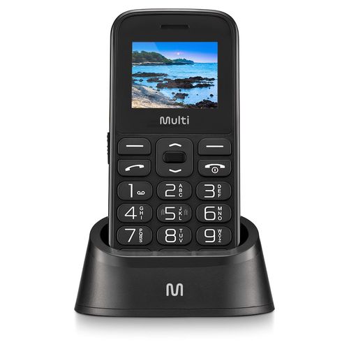 Celular Multilaser Vita com Base Carregadora Dual Chip  + Botão SOS + Rádio FM + MP3 + Bluetooth + Câmera - Preto - P9121