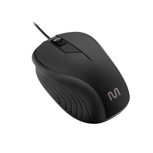 Mouse Com Fio Wave Conexão USB 1200dpi Cabo de 130cm 3 Botões Textura Emborrachada Preto - MO222