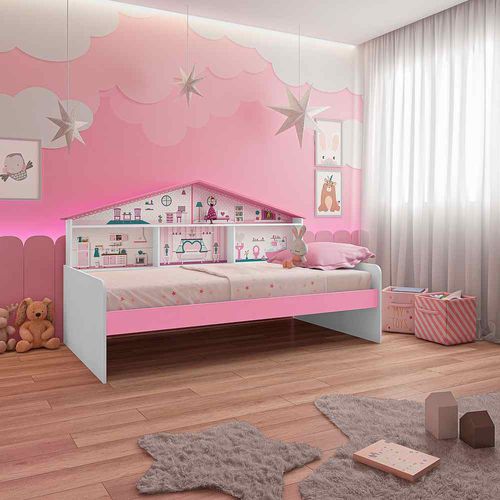 Cama Infantil Casa de Boneca Diversão Rosa Pura Magia