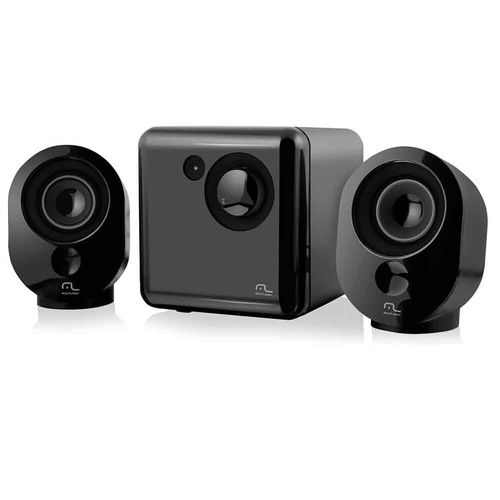 Caixas de Som 2.1 Com Subwoofer 15w RMS Alimentação USB Conexão P2 Controle de Volume e Graves Grafite - SP166