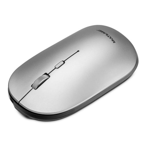 Mouse Sem Fio Slim Clique Silencioso Conexão Bluetooth e Usb 1600dpi Ajustável 4 Botões com Pilha Inclusa Cinza - MO332