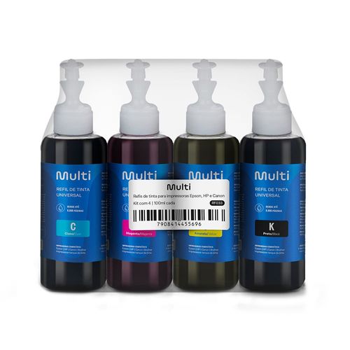 Refil de tinta Universal Kit com 4 cores Multilaser – RF033