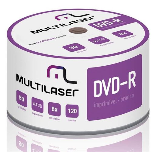 Mídia Multilaser Dvd-R Printable 08X 4,7 Gb - DV052OUT [Reembalado]