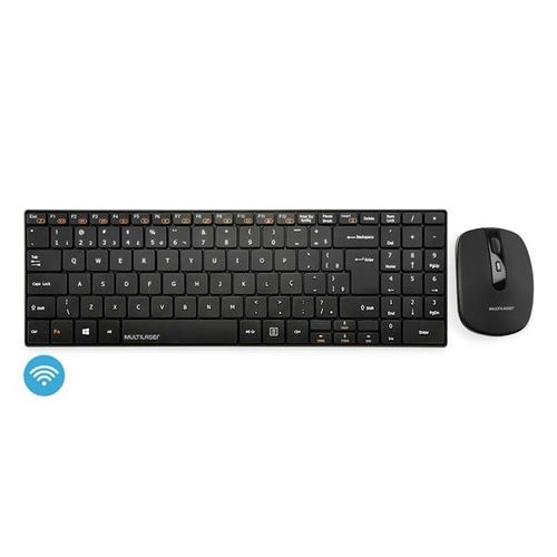 Combo Multimídia Teclado e Mouse Sem Fio 2,4 Ghz 1600 DPI Usb Preto Slim - TC202OUT [Reembalado]