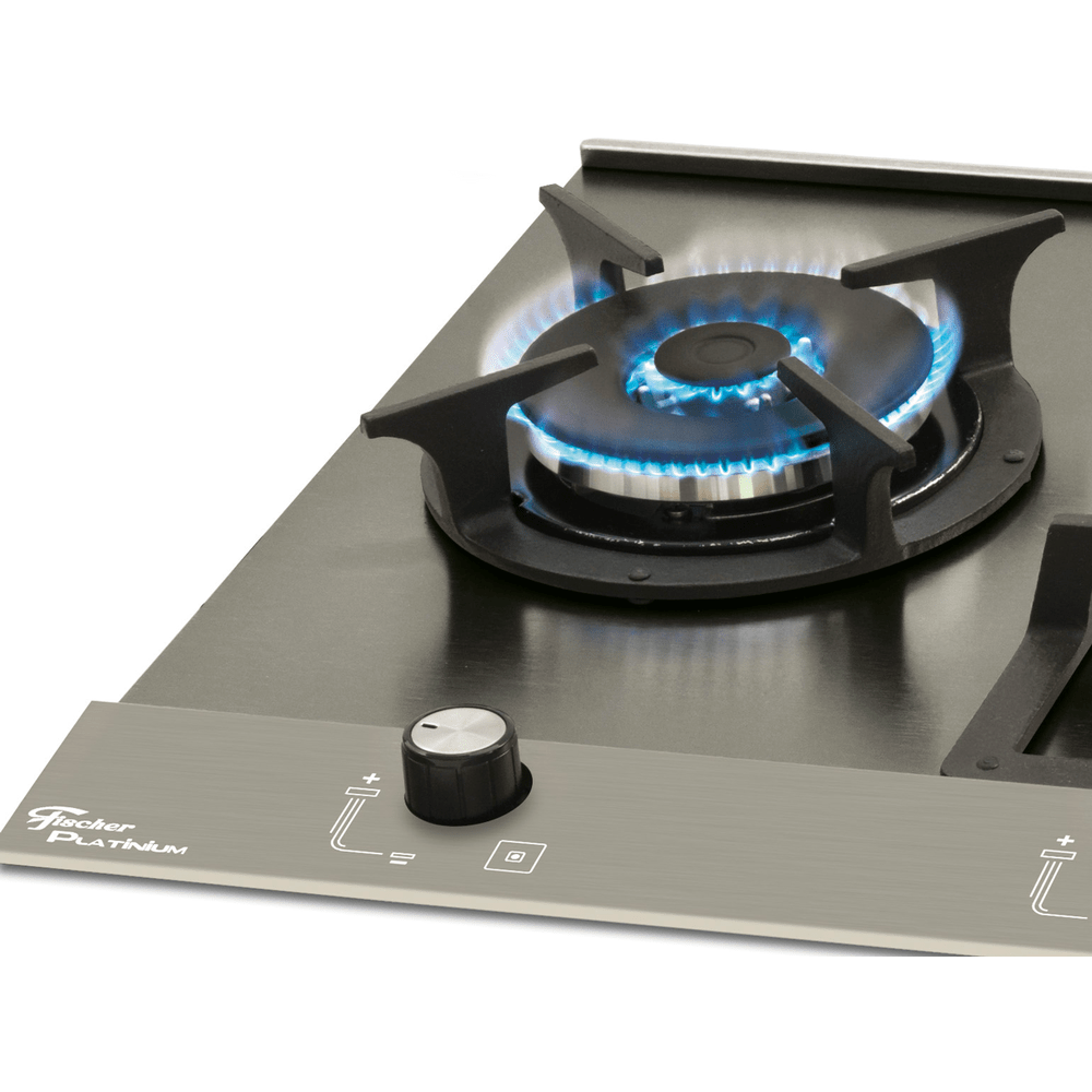 Cooktop Fischer 5 Bocas, Tripla Chama, Mesa em Aço Escovado Prime