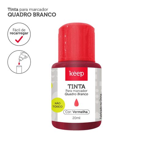 Tinta Refil Para Marcador De Quadro Branco 18ml Vermelho Caixa c/12 Unidades Keep - MR040OUT [Reembalado]