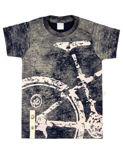 Camiseta Infantil Malha Laserwash Bicicleta - Marinho