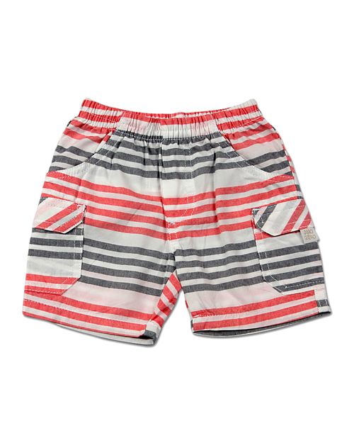 Shorts Bebê Tela Listrada Balesi - Vermelho