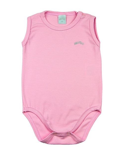 Body Bebê Cotton Manga Cavada Básico - Rosa