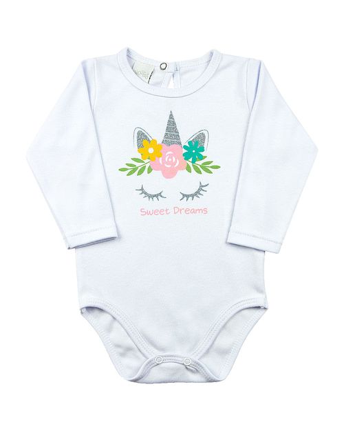 Body Bebê Suedine Sweet Dreams - Branco