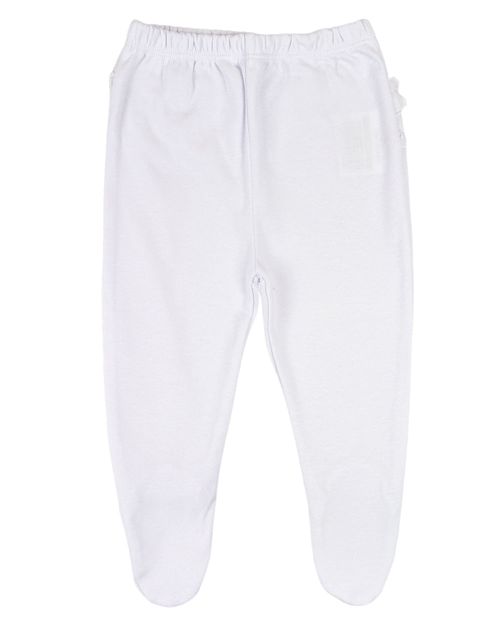 Calça Bebê Suedine Com Pezinho e Babados - Branco