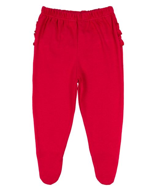 Calça Bebê Suedine Com Pezinho e Babados - Vermelho