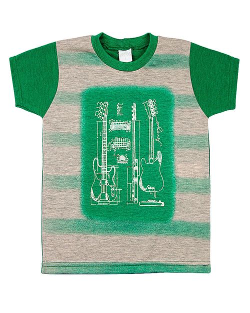 Camiseta Infantil Malha Deep Mescla Guitarras - Verde