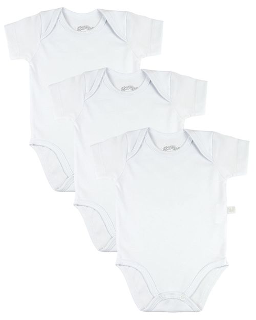 Kit 3 Body Bebê Cotton Básico Meia Manga - Branco