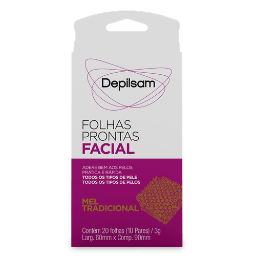 Folhas Prontas Facial Depilsam Mel 10 Pares