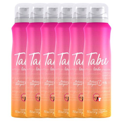 Kit Desodorante Aerosol Antitranspirante Tabu Linda 150Ml com 6 Unidades