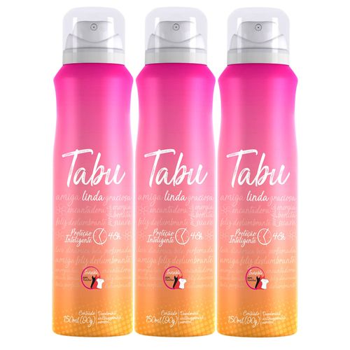 Kit Desodorante Aerosol Antitranspirante Tabu Linda 150Ml com 3 Unidades