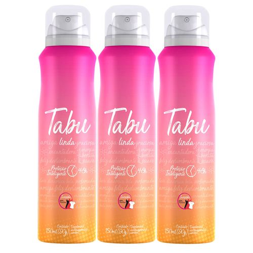 Kit Desodorante Aerosol Antitranspirante Tabu Linda 150Ml com 3 Unidades