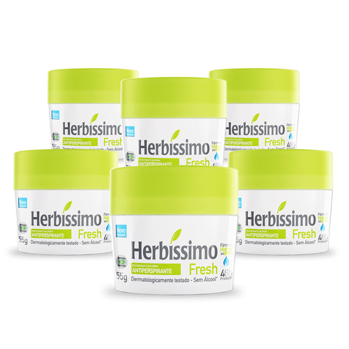 Kit Desodorante Creme Antitranspirante Fresh Herbissimo 55G com 6 unidades