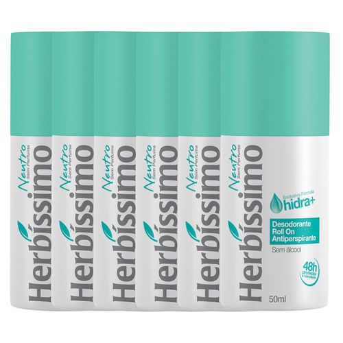 Kit Desodorante Roll-On Herbissimo Neutro 50Ml com 6 unidades