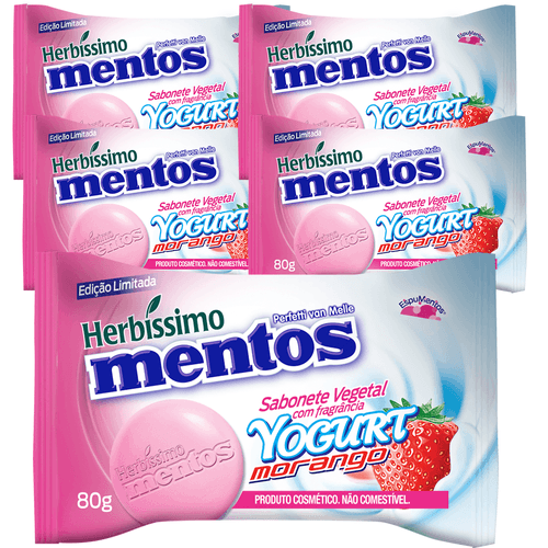 Kit Sabonete Vegetal Herbissimo Mentos Yogurt Morango -  c/5 unidades