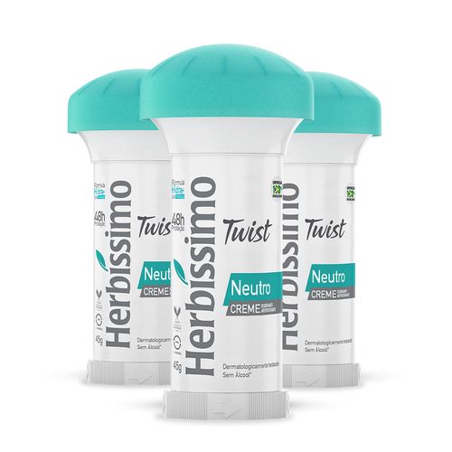 Kit Desodorante Twist Antitranspirante Neutro Herbissimo 45G c/3 unidades