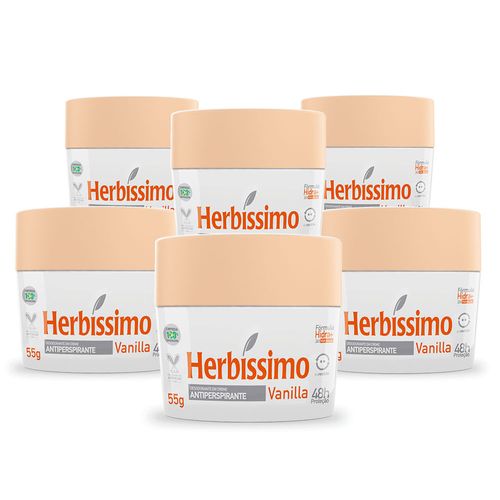 Kit Desodorante Creme Antitranspirante Vanilla Herbissimo 55G com 6 unidades