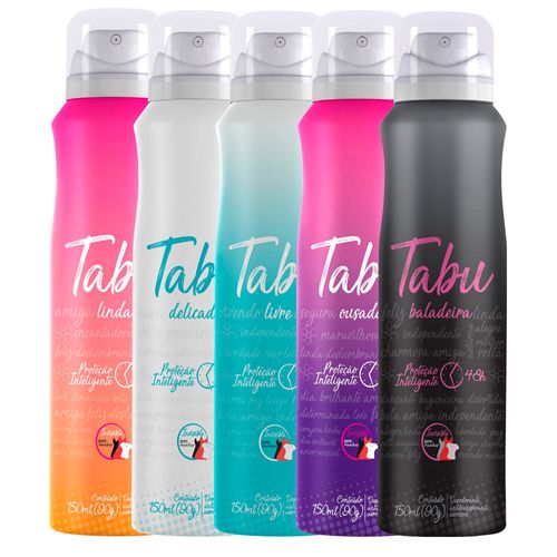 Kit Desodorante Aerosol Antitranspirante Tabu Collection 150ML com 5 Unidades