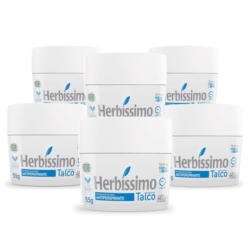 Kit Desodorante Creme Antitranspirante Talco Herbissimo 55G c/6 unidades