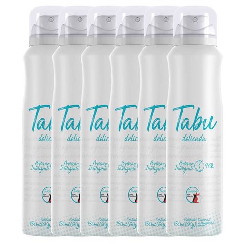 Kit Desodorante Aerosol Antitranspirante Tabu Delicada 150Ml com 6 Unidades