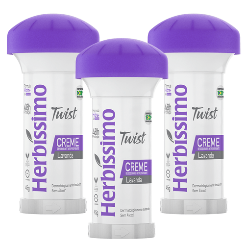 Kit Desodorante Twist Antitranspirante Lavanda Herbissimo 45g c/3 unidades