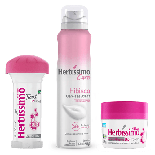 Kit Desodorante Herbíssimo Bioprotect Hibisco - c/3 unidades