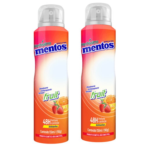Kit Desodorante Antitranspirante Aerossol Herbissimo Mentos Fruit - c/2 unidades