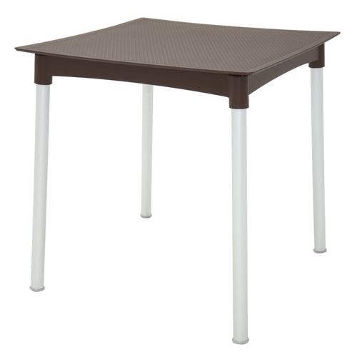 Mesa Tramontina Laura Rattan 70 cm em Polipropileno Marrom com Pernas de Alumínio Anodizado
