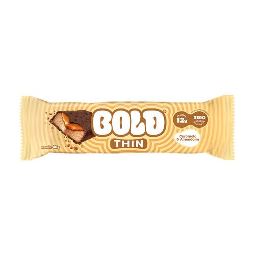 Bold Thin Barra Proteica Nougat Caramelo e Amendoim Bold 40g