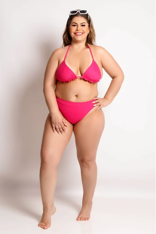 Biquíni Cortininha Rosa Plus Size