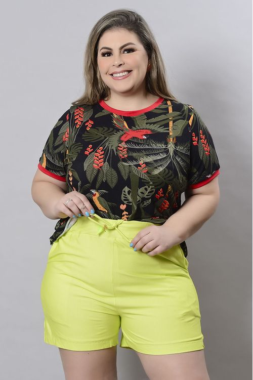 Shorts Verde Lima em Viscolycra Plus Size