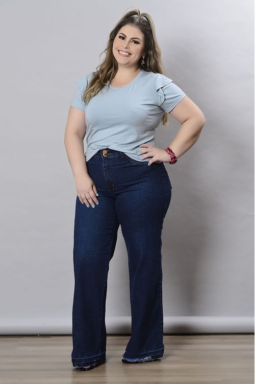 Calça Flare Jeans com Elastano Plus Size