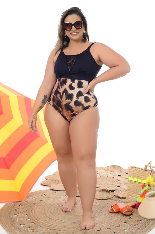 Maiô Animal Print com Bojo Plus Size