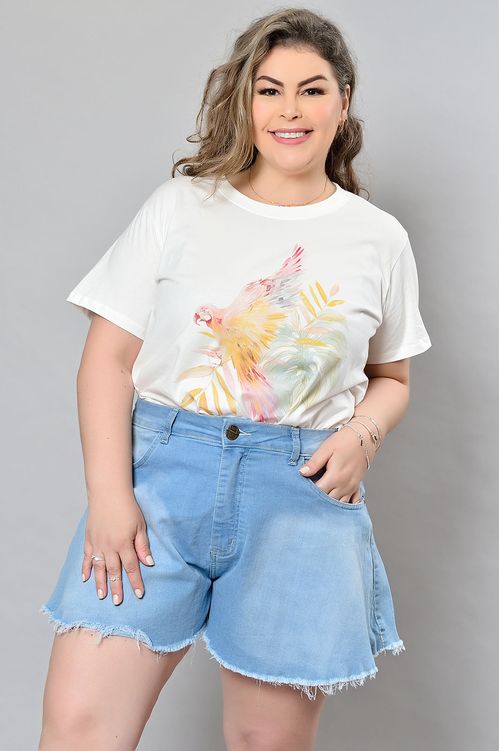 Shorts Godê Jeans Delavê Plus Size Safira