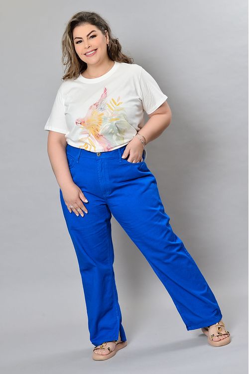 Calça Mom Jeans Azul Plus Size Princesa