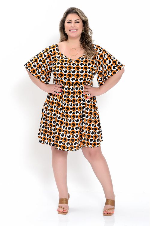 Vestido Preto em Viscose Acinturado Plus Size