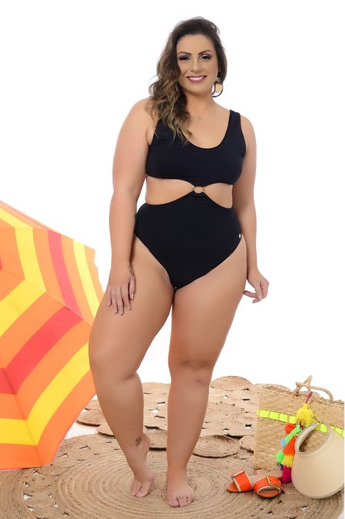 Maiô Preto Engana Mamãe Plus Size